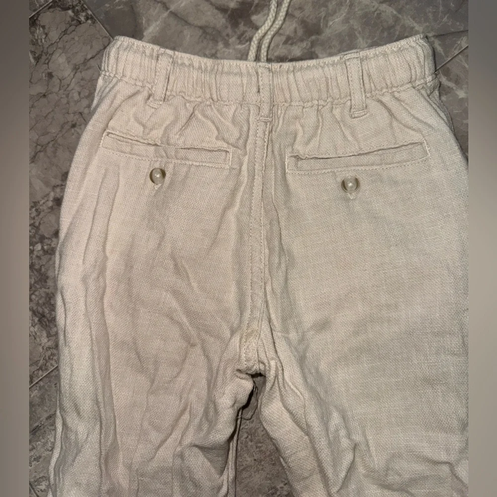 Gymboree Boys Linen Blend Roll Cuff Pants Cream Size 4T